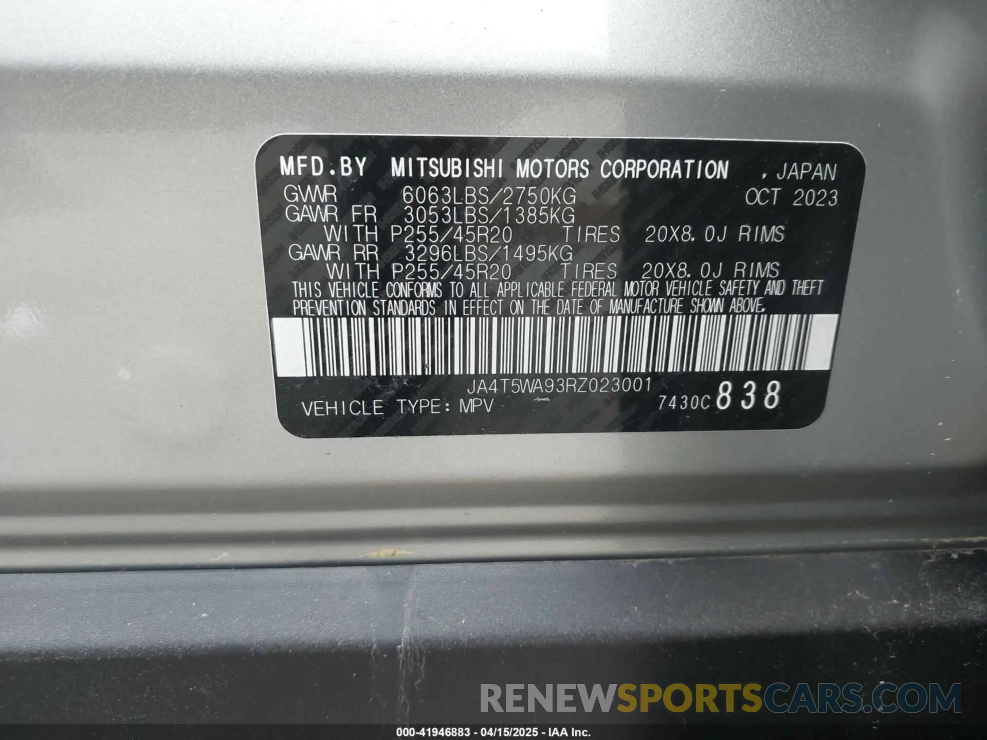 9 Photograph of a damaged car JA4T5WA93RZ023001 MITSUBISHI OUTLANDER PHEV 2024