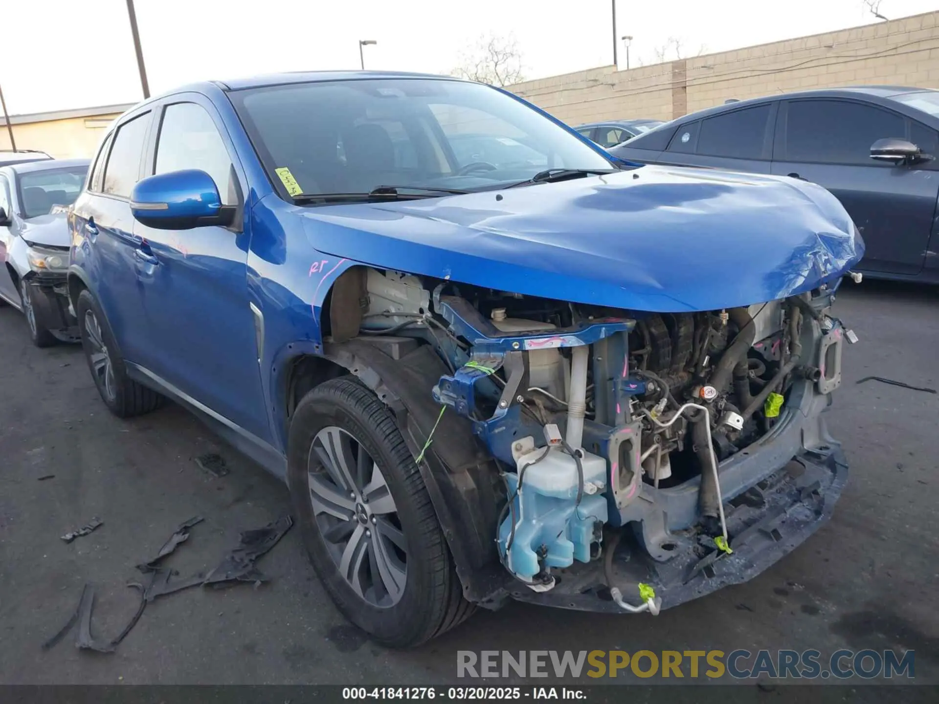 1 Photograph of a damaged car JA4APVAU0NU014327 MITSUBISHI OUTLANDER SPORT 2022