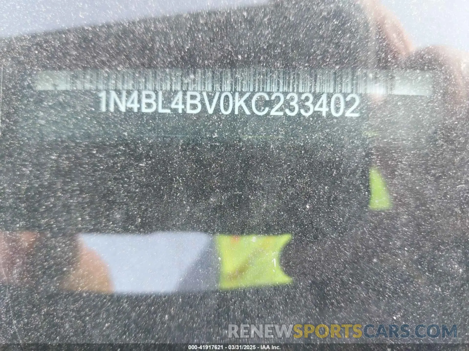 9 Photograph of a damaged car 1N4BL4BV0KC233402 NISSAN ALTIMA 2019