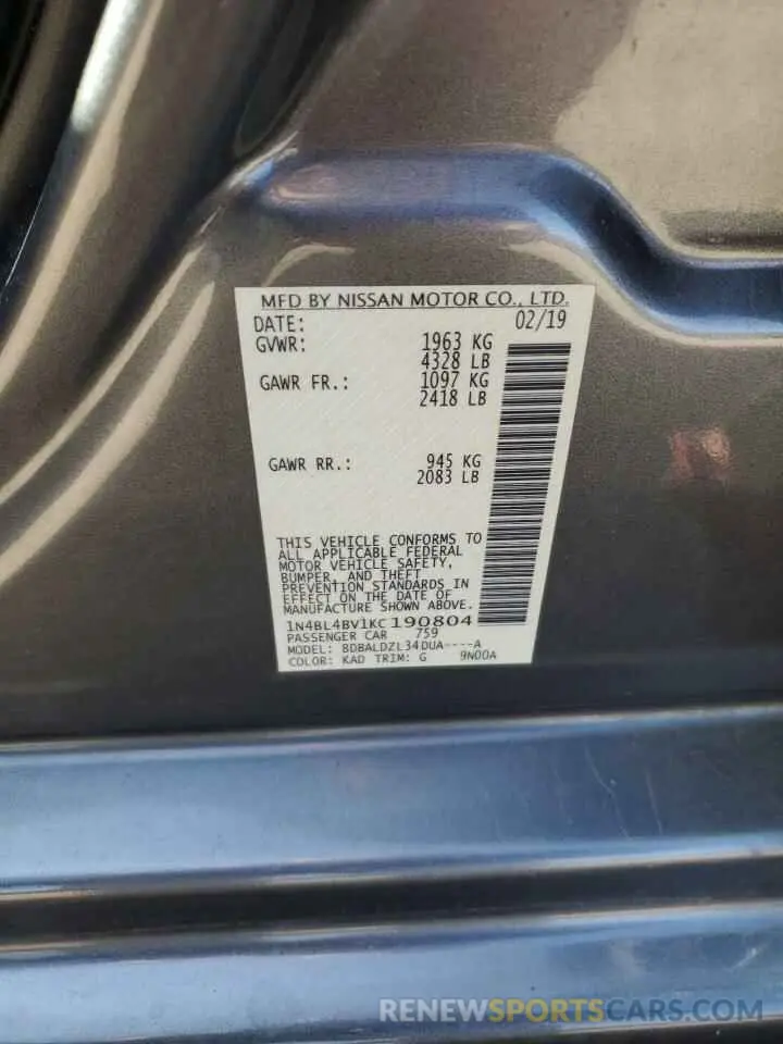 13 Photograph of a damaged car 1N4BL4BV1KC190804 NISSAN ALTIMA 2019