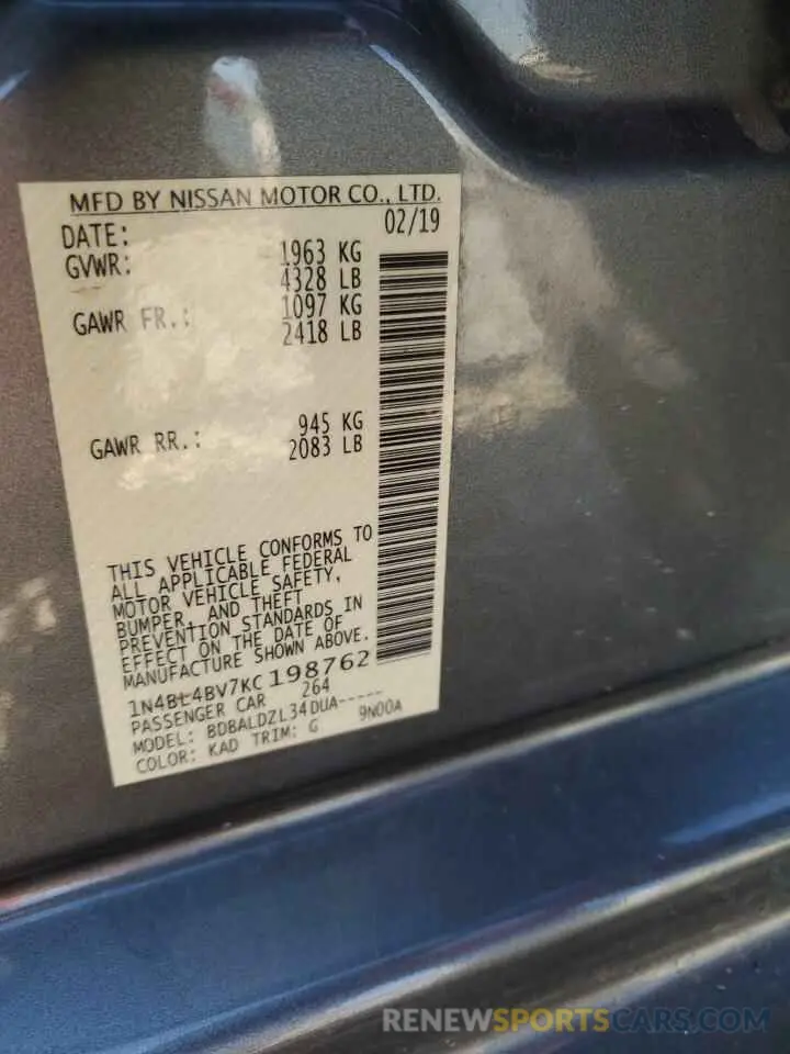 13 Photograph of a damaged car 1N4BL4BV7KC198762 NISSAN ALTIMA 2019