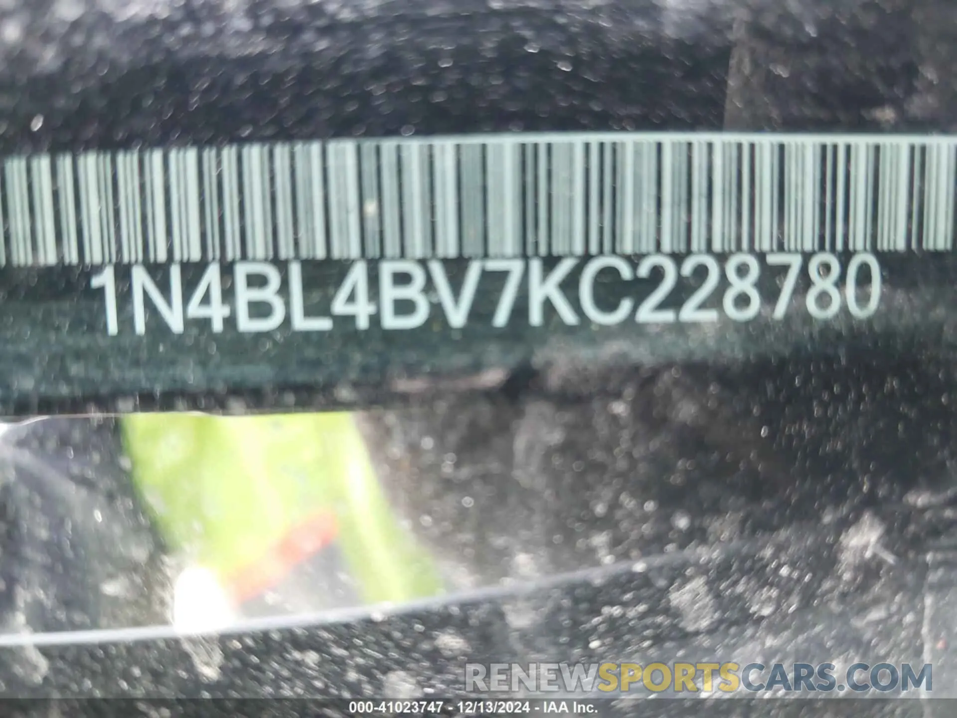 9 Photograph of a damaged car 1N4BL4BV7KC228780 NISSAN ALTIMA 2019
