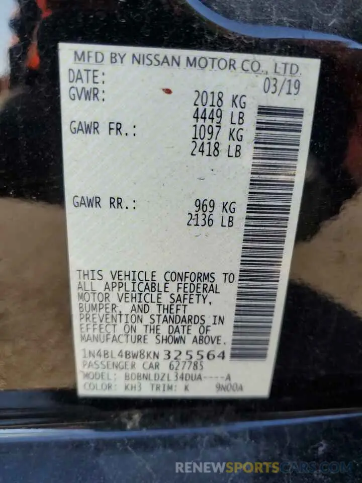 13 Photograph of a damaged car 1N4BL4BW8KN325564 NISSAN ALTIMA 2019