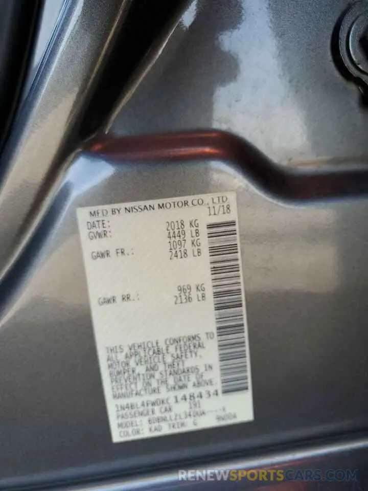 14 Photograph of a damaged car 1N4BL4FW0KC148434 NISSAN ALTIMA 2019