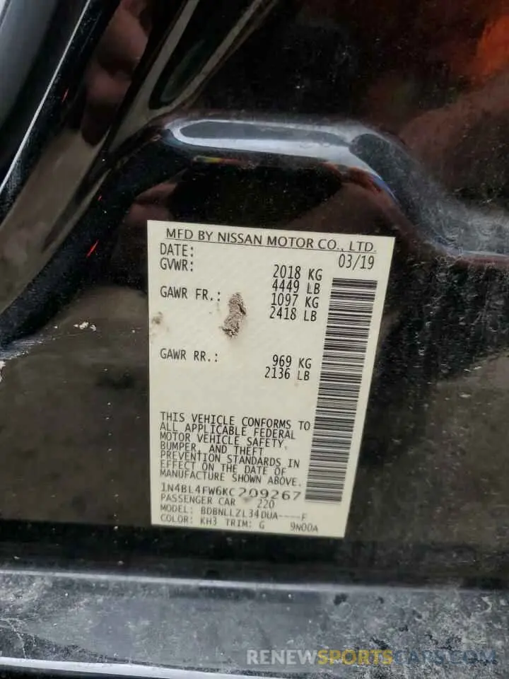 12 Photograph of a damaged car 1N4BL4FW6KC209267 NISSAN ALTIMA 2019
