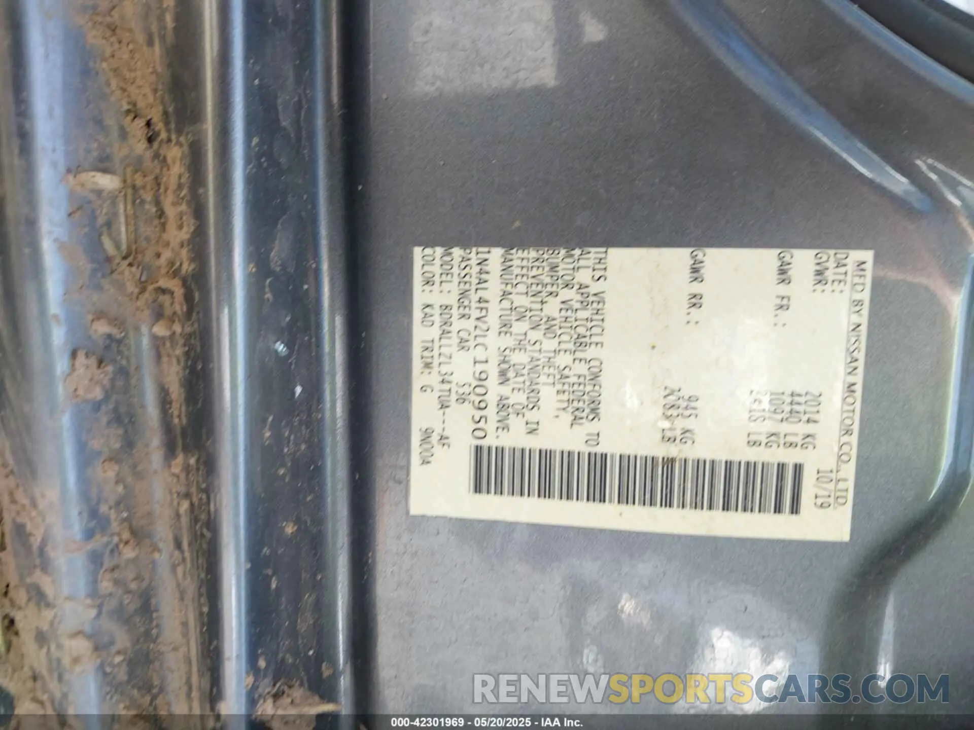 9 Photograph of a damaged car 1N4AL4FV2LC190950 NISSAN ALTIMA 2020