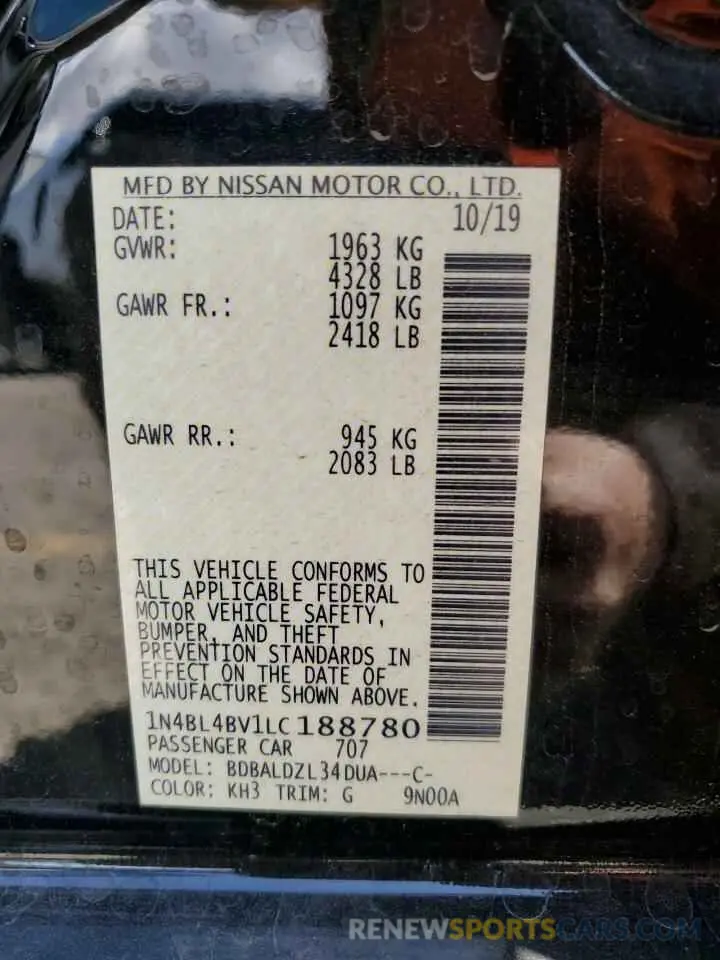 13 Photograph of a damaged car 1N4BL4BV1LC188780 NISSAN ALTIMA 2020