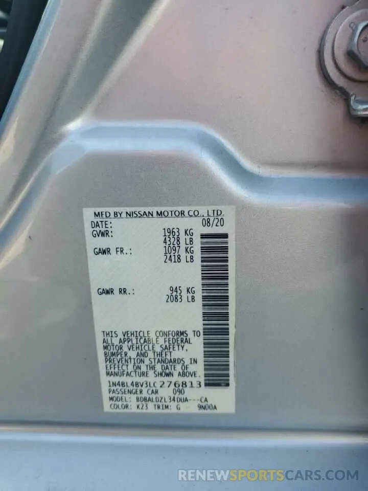 12 Photograph of a damaged car 1N4BL4BV3LC276813 NISSAN ALTIMA 2020