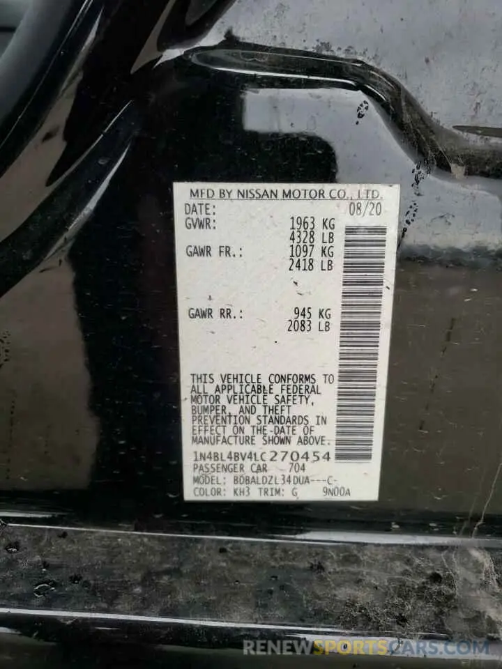 14 Photograph of a damaged car 1N4BL4BV4LC270454 NISSAN ALTIMA 2020