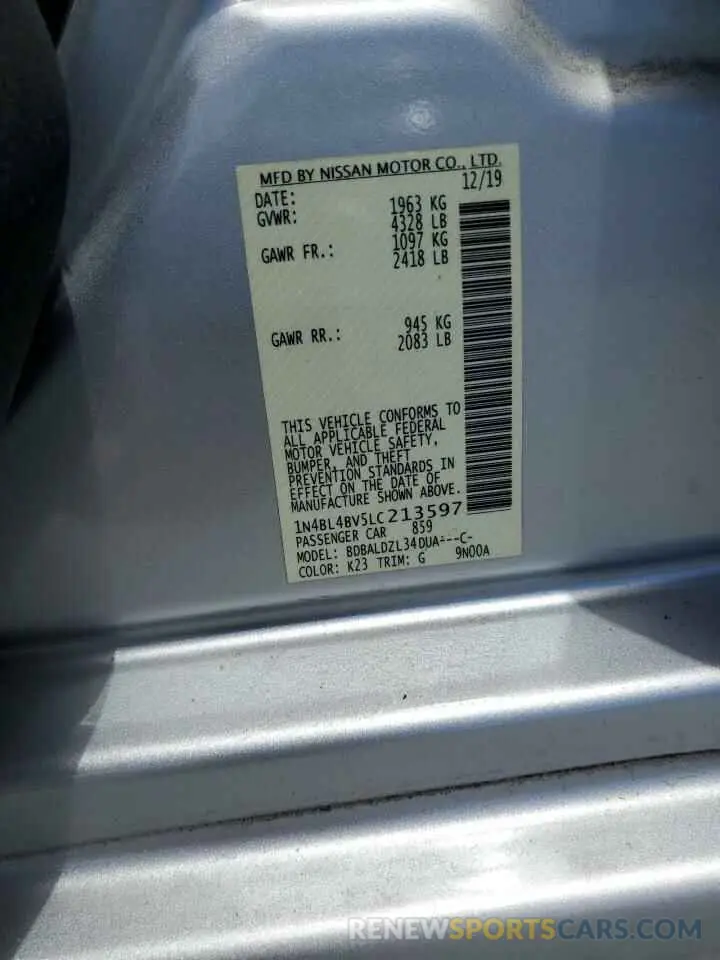 12 Photograph of a damaged car 1N4BL4BV5LC213597 NISSAN ALTIMA 2020