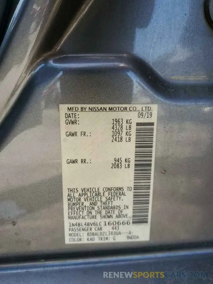 12 Photograph of a damaged car 1N4BL4BV6LC160666 NISSAN ALTIMA 2020