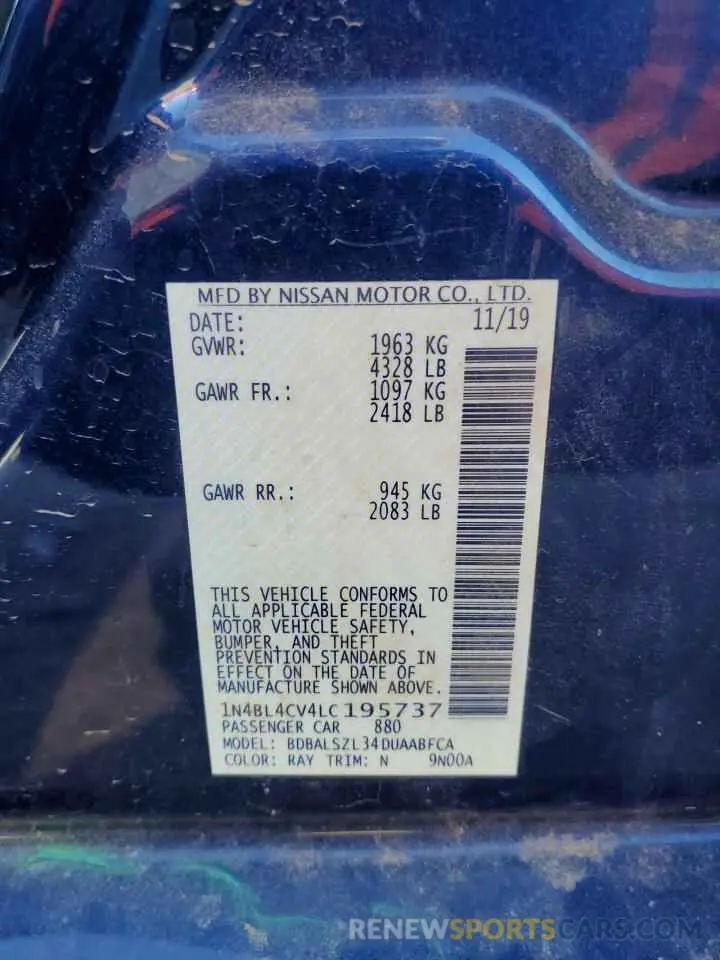 12 Photograph of a damaged car 1N4BL4CV4LC195737 NISSAN ALTIMA 2020
