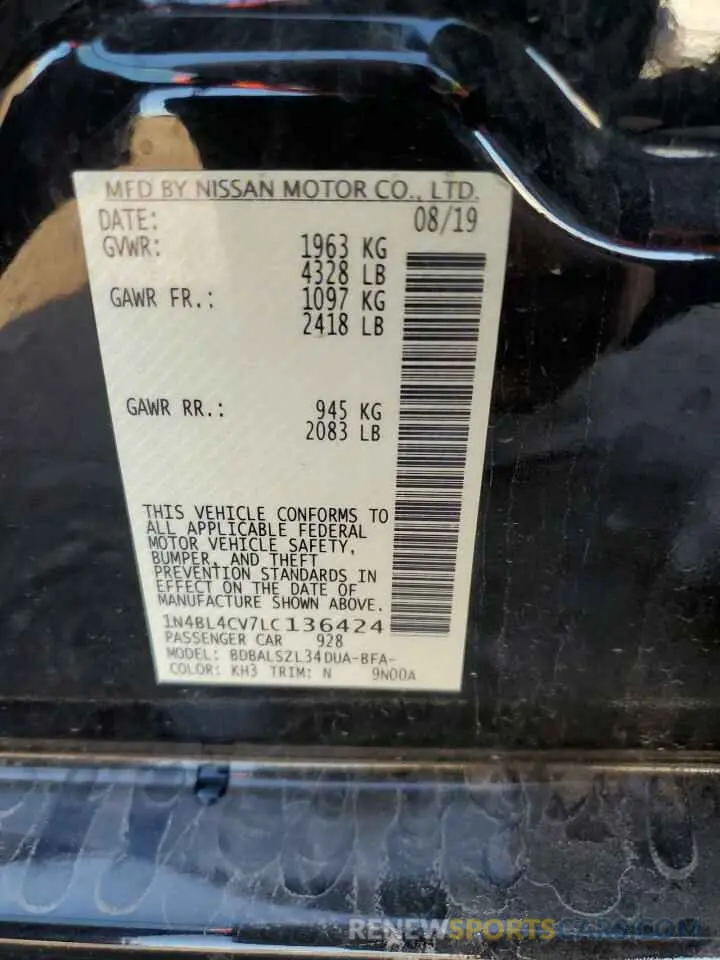 14 Photograph of a damaged car 1N4BL4CV7LC136424 NISSAN ALTIMA 2020
