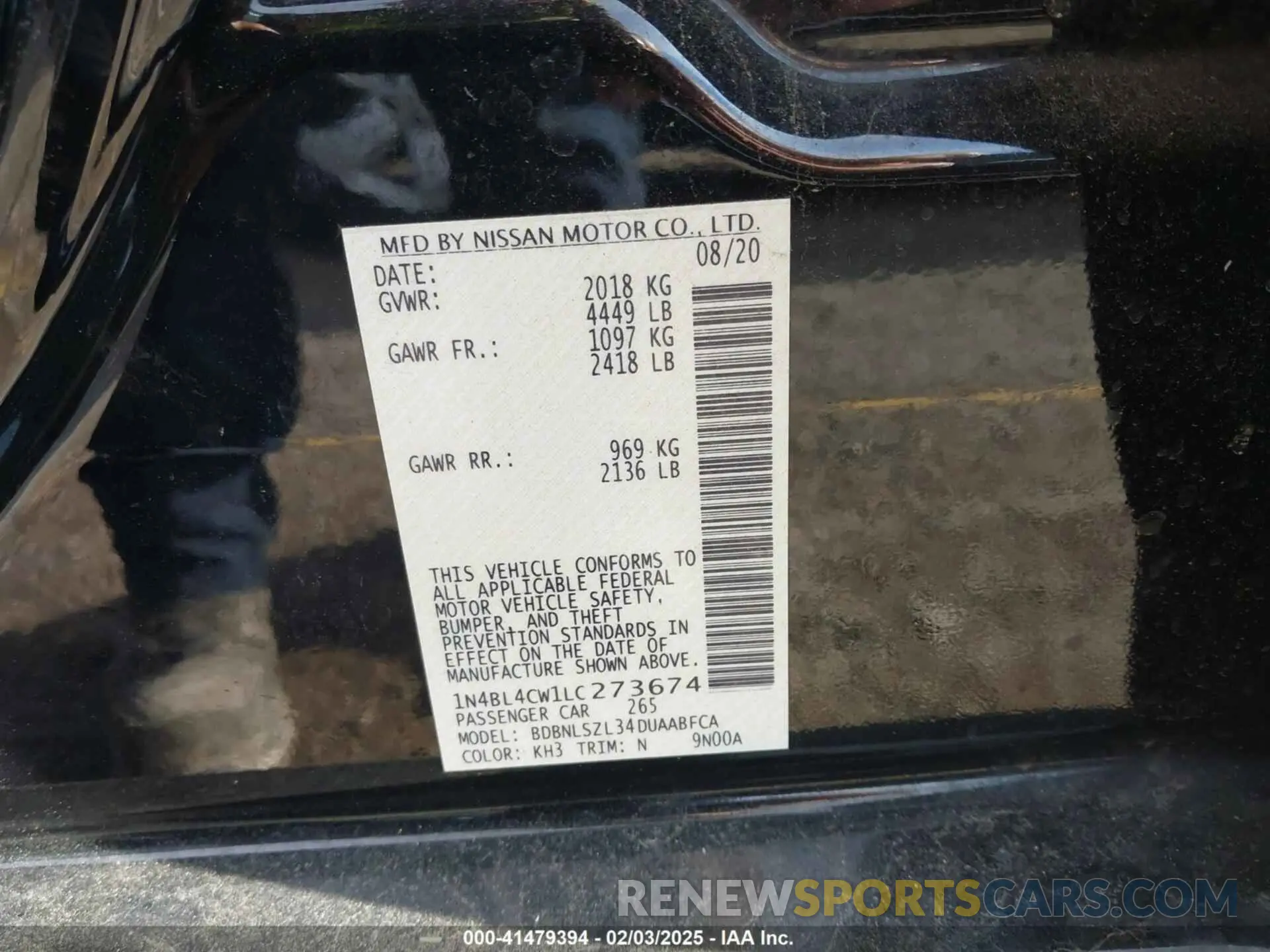 9 Photograph of a damaged car 1N4BL4CW1LC273674 NISSAN ALTIMA 2020