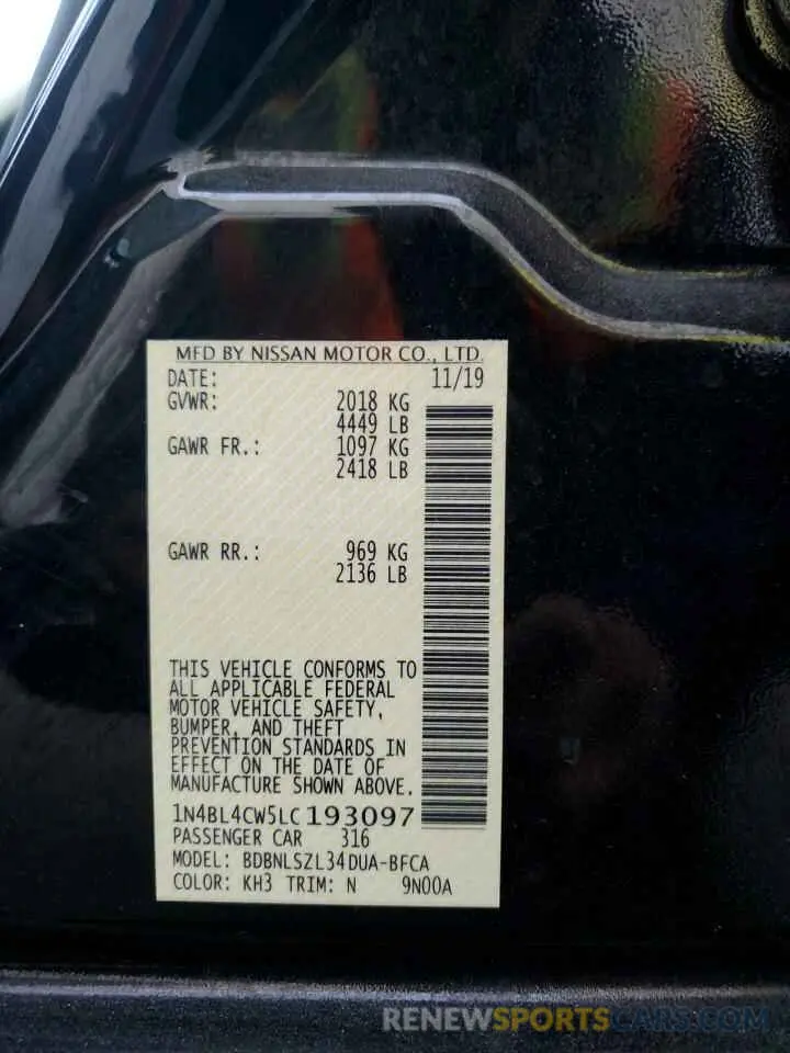 14 Photograph of a damaged car 1N4BL4CW5LC193097 NISSAN ALTIMA 2020