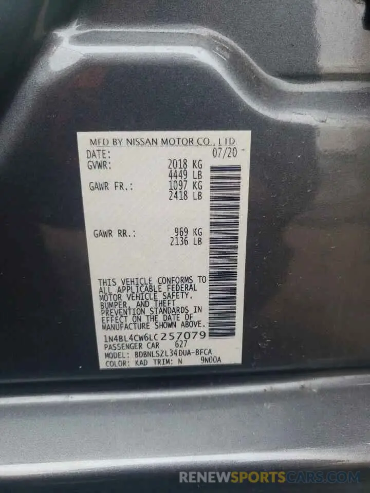 15 Photograph of a damaged car 1N4BL4CW6LC257079 NISSAN ALTIMA 2020
