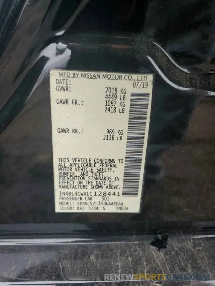 12 Photograph of a damaged car 1N4BL4CWXLC128441 NISSAN ALTIMA 2020