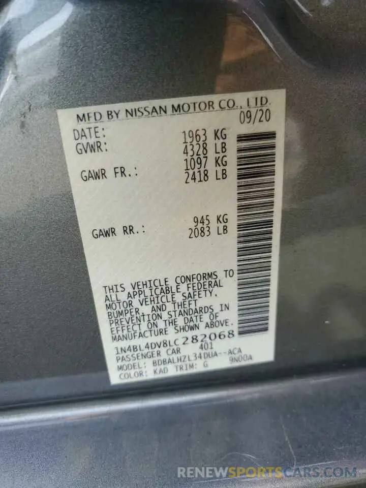 12 Photograph of a damaged car 1N4BL4DV8LC282068 NISSAN ALTIMA 2020