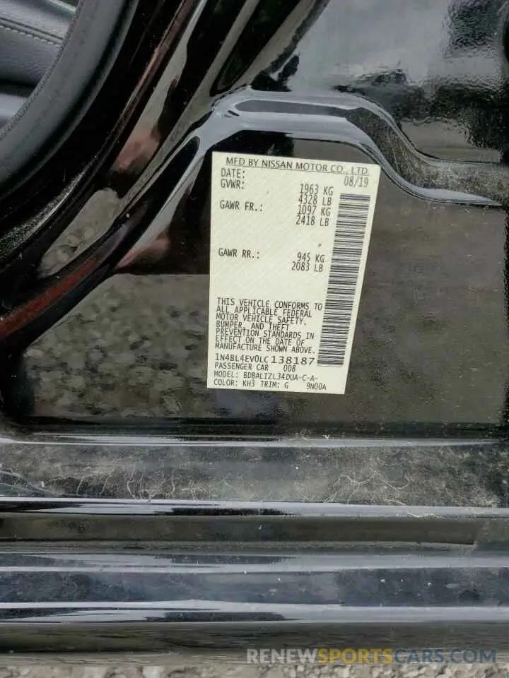 12 Photograph of a damaged car 1N4BL4EV0LC138187 NISSAN ALTIMA 2020