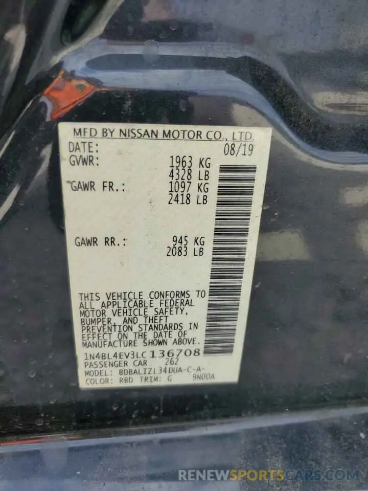 13 Photograph of a damaged car 1N4BL4EV3LC136708 NISSAN ALTIMA 2020