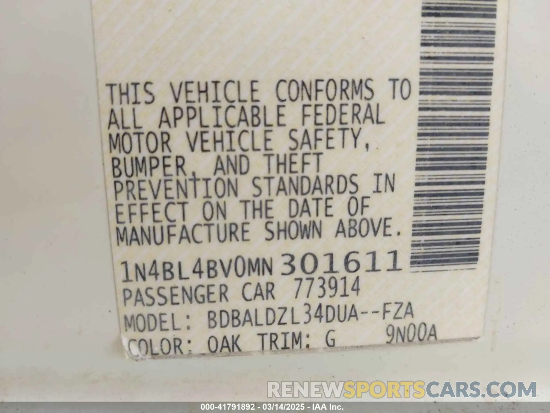 9 Photograph of a damaged car 1N4BL4BV0MN301611 NISSAN ALTIMA 2021