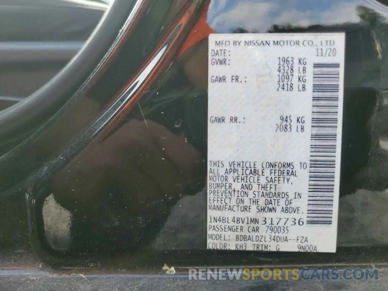 12 Photograph of a damaged car 1N4BL4BV1MN317736 NISSAN ALTIMA 2021