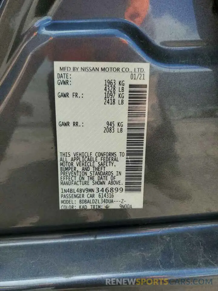 13 Photograph of a damaged car 1N4BL4BV9MN346899 NISSAN ALTIMA 2021
