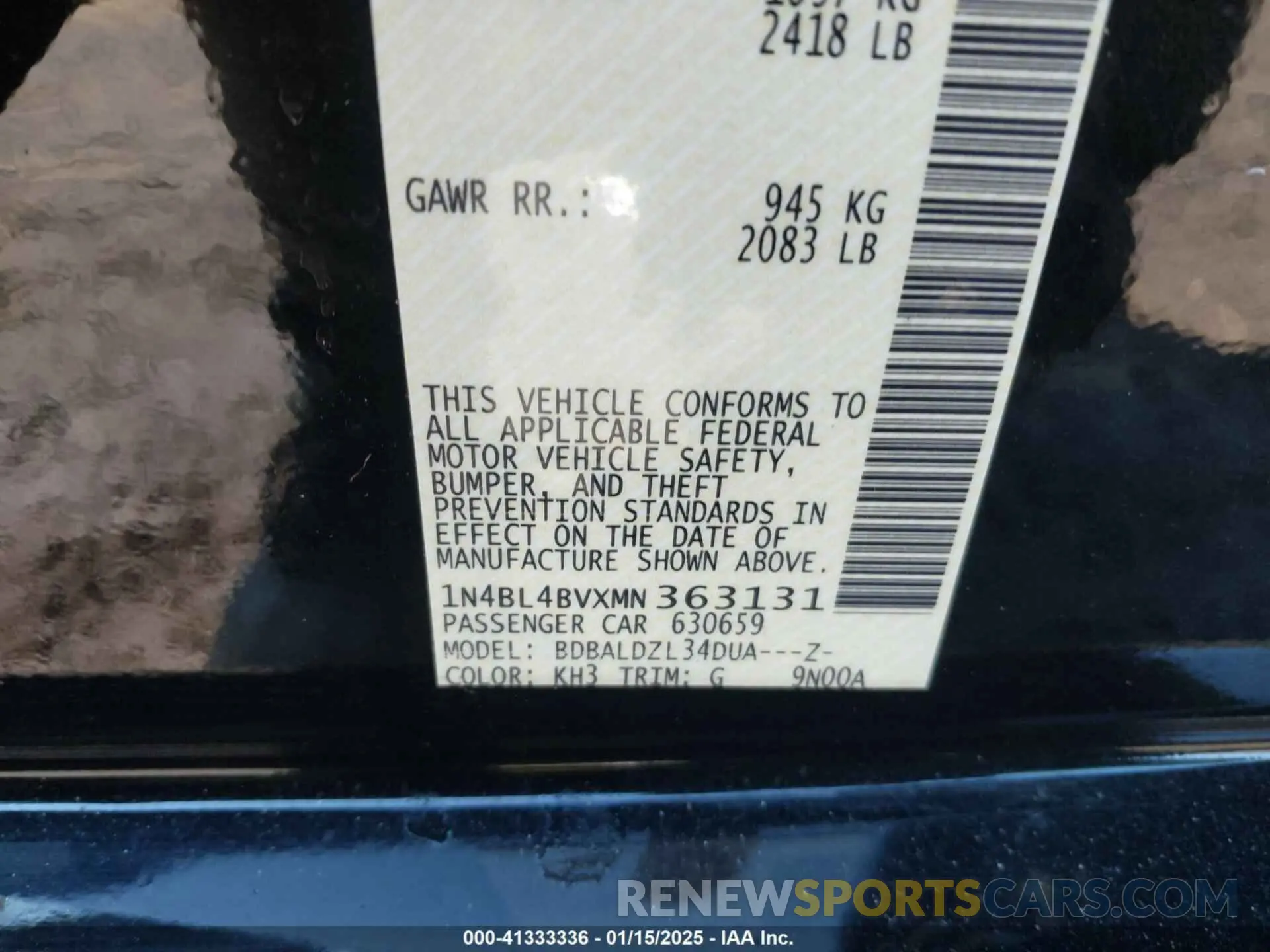 9 Photograph of a damaged car 1N4BL4BVXMN363131 NISSAN ALTIMA 2021