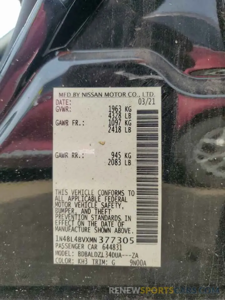 12 Photograph of a damaged car 1N4BL4BVXMN377305 NISSAN ALTIMA 2021