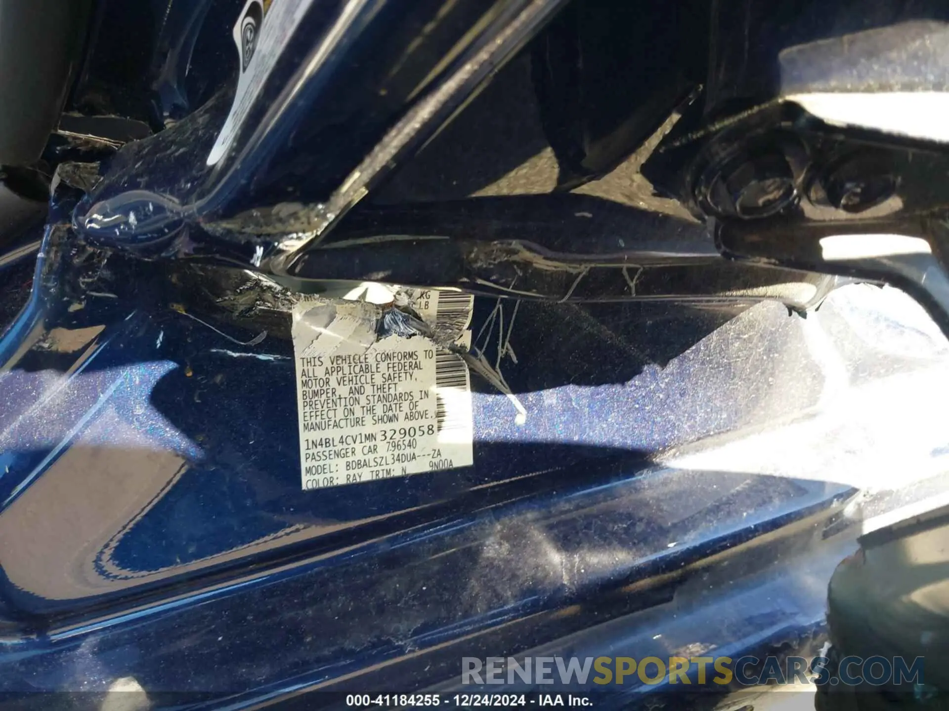 9 Photograph of a damaged car 1N4BL4CV1MN329058 NISSAN ALTIMA 2021