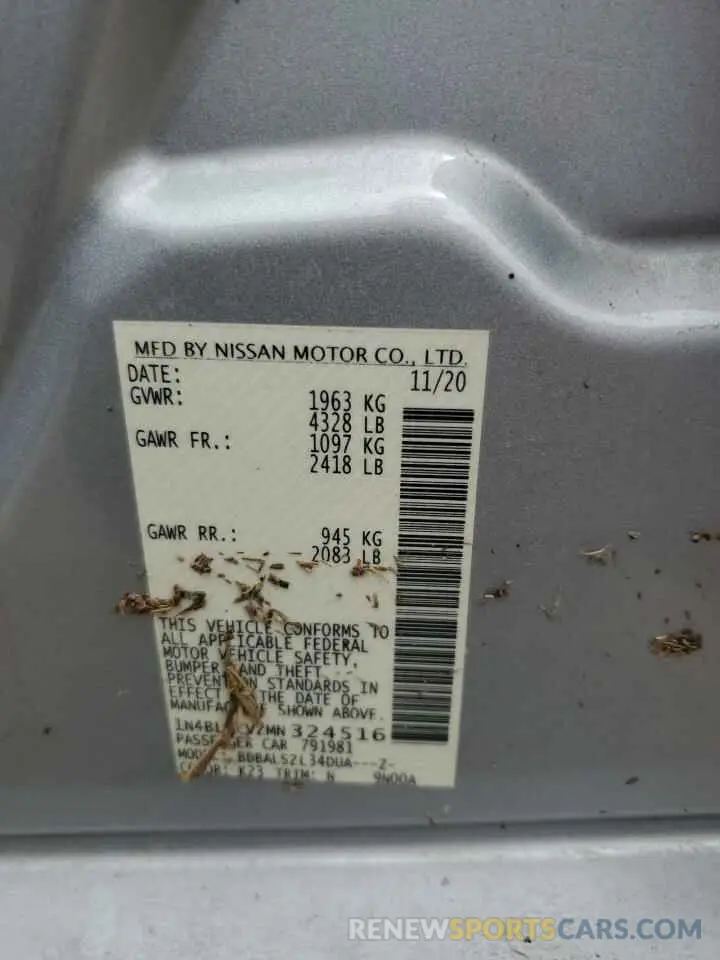 14 Photograph of a damaged car 1N4BL4CV2MN324516 NISSAN ALTIMA 2021