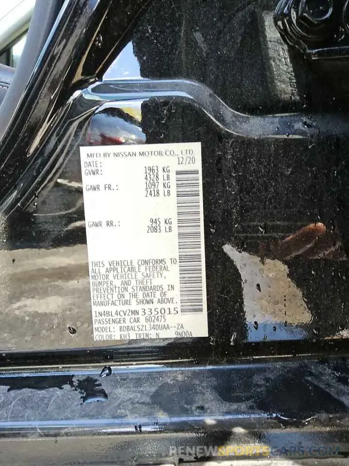 12 Photograph of a damaged car 1N4BL4CV2MN335015 NISSAN ALTIMA 2021