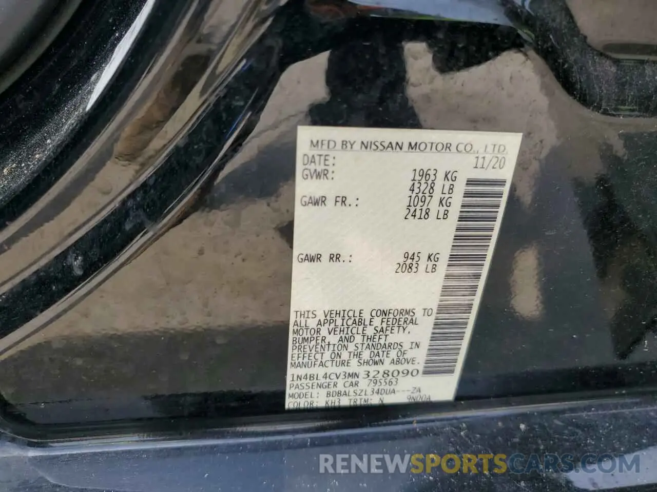 12 Photograph of a damaged car 1N4BL4CV3MN328090 NISSAN ALTIMA 2021