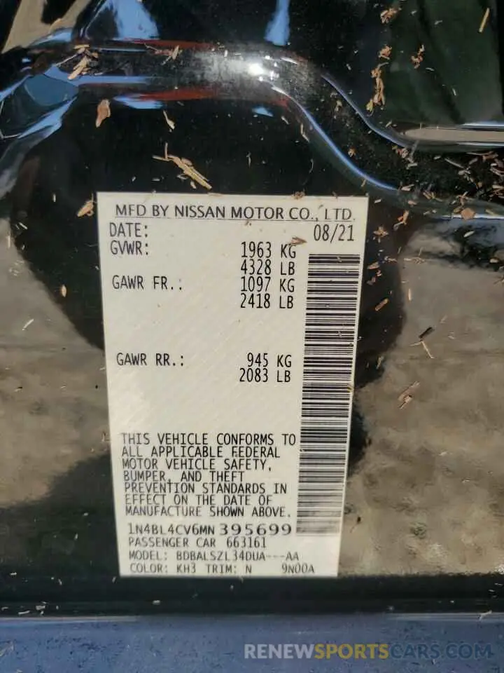 13 Photograph of a damaged car 1N4BL4CV6MN395699 NISSAN ALTIMA 2021