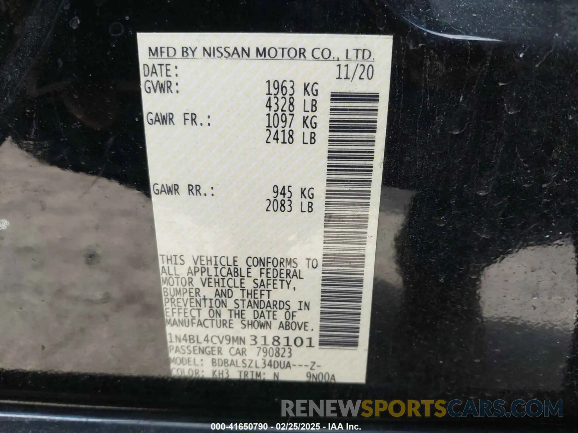 9 Photograph of a damaged car 1N4BL4CV9MN318101 NISSAN ALTIMA 2021