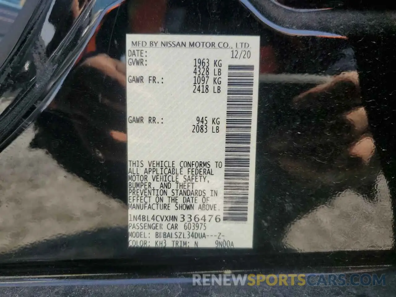 14 Photograph of a damaged car 1N4BL4CVXMN336476 NISSAN ALTIMA 2021