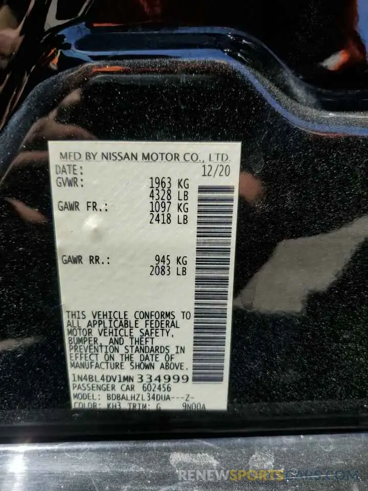 12 Photograph of a damaged car 1N4BL4DV1MN334999 NISSAN ALTIMA 2021