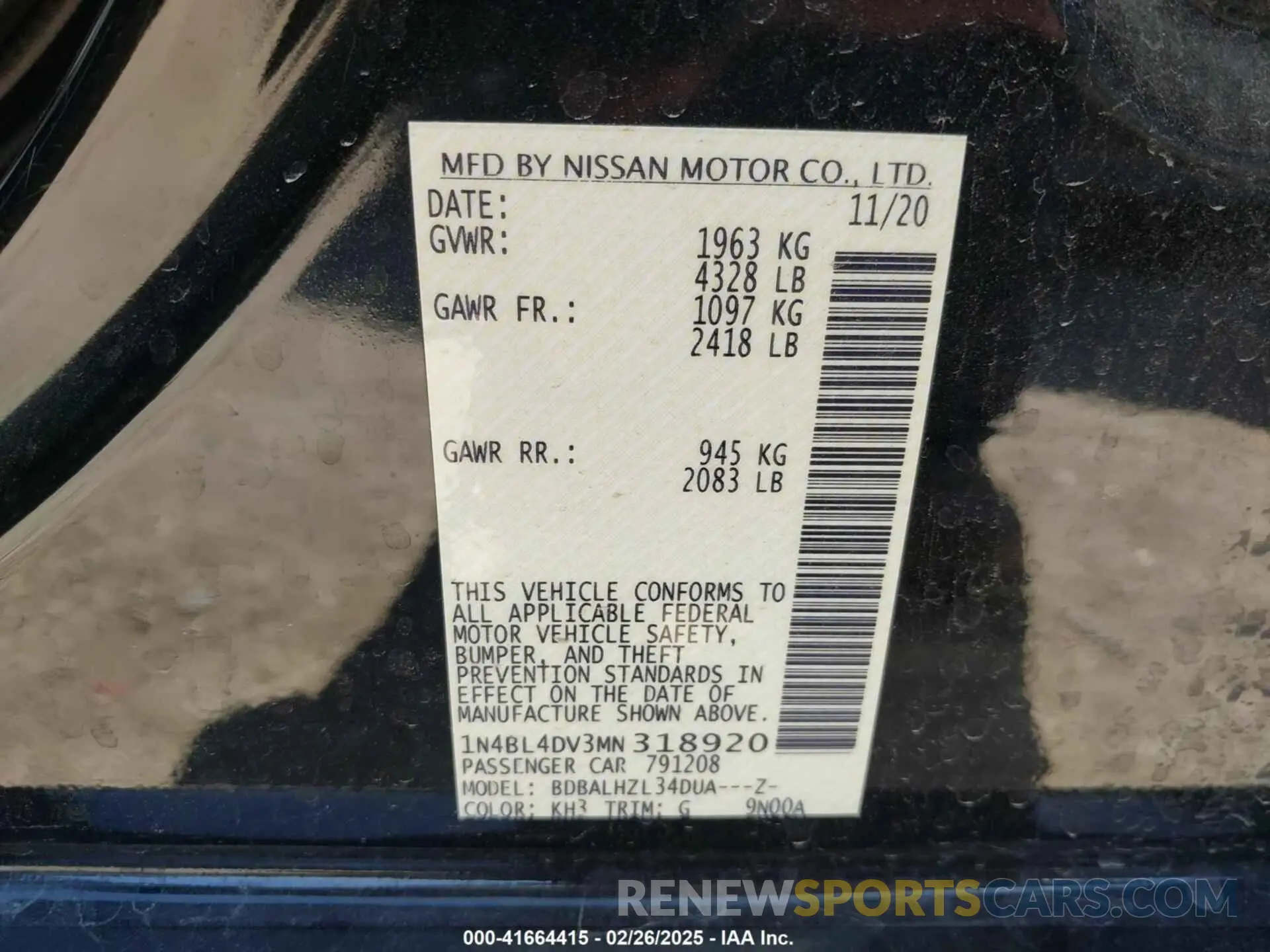 9 Photograph of a damaged car 1N4BL4DV3MN318920 NISSAN ALTIMA 2021
