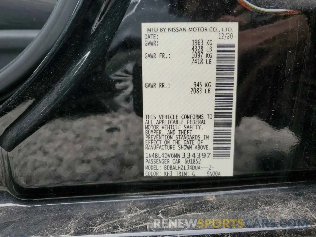 13 Photograph of a damaged car 1N4BL4DV6MN334397 NISSAN ALTIMA 2021