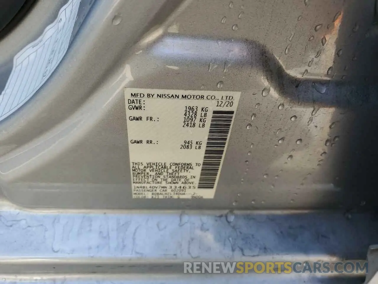 14 Photograph of a damaged car 1N4BL4DV7MN334635 NISSAN ALTIMA 2021