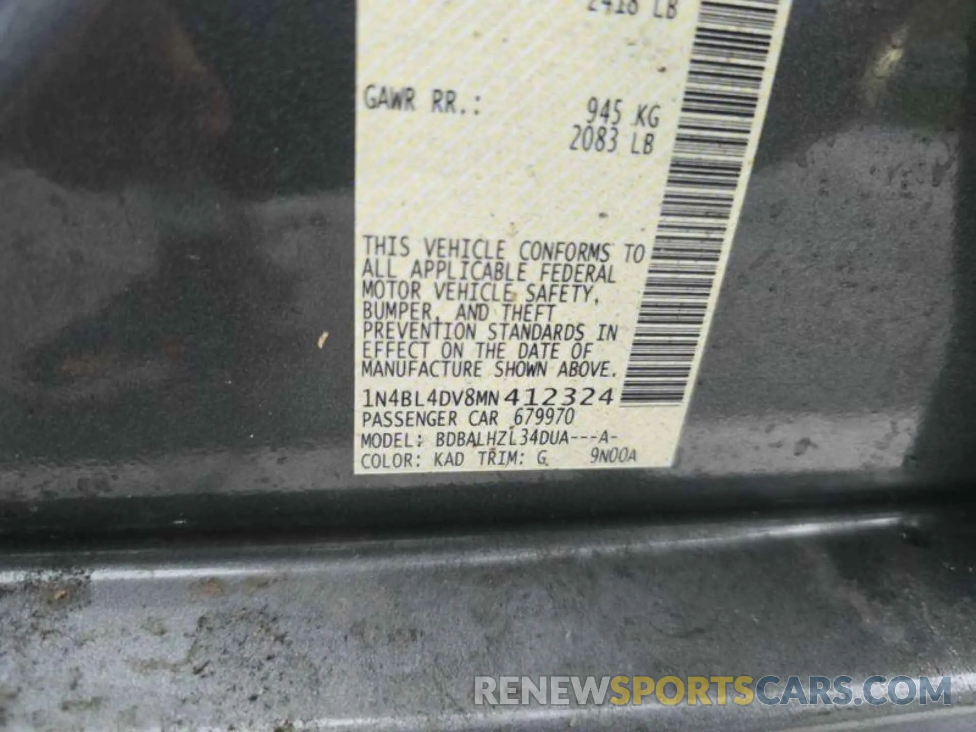 2 Photograph of a damaged car 1N4BL4DV8MN412324 NISSAN ALTIMA 2021