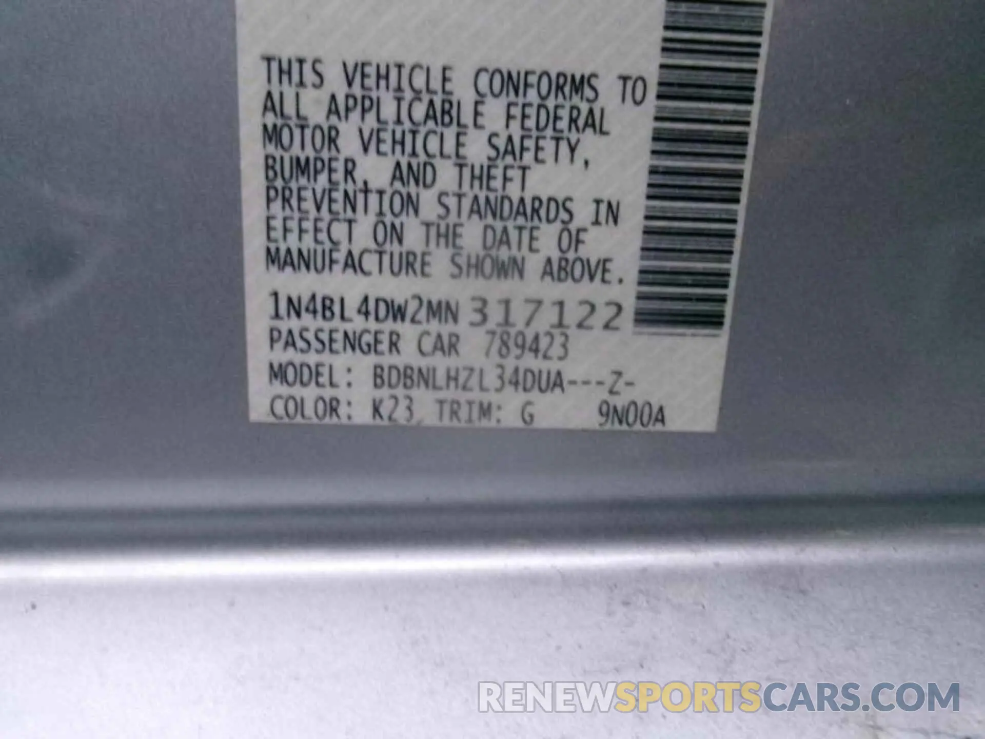 11 Photograph of a damaged car 1N4BL4DW2MN317122 NISSAN ALTIMA 2021