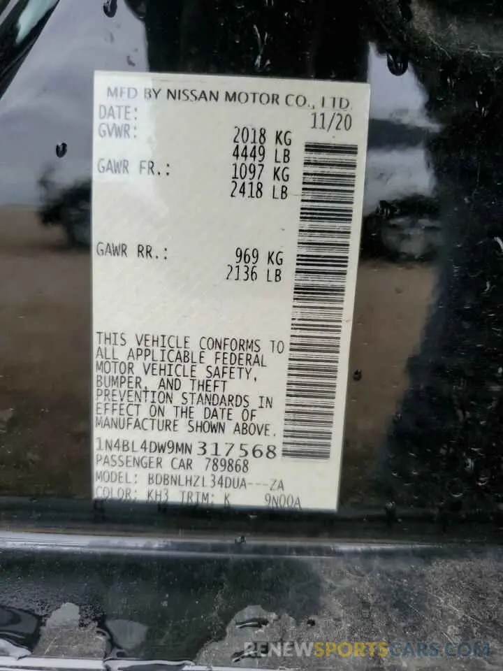 13 Photograph of a damaged car 1N4BL4DW9MN317568 NISSAN ALTIMA 2021