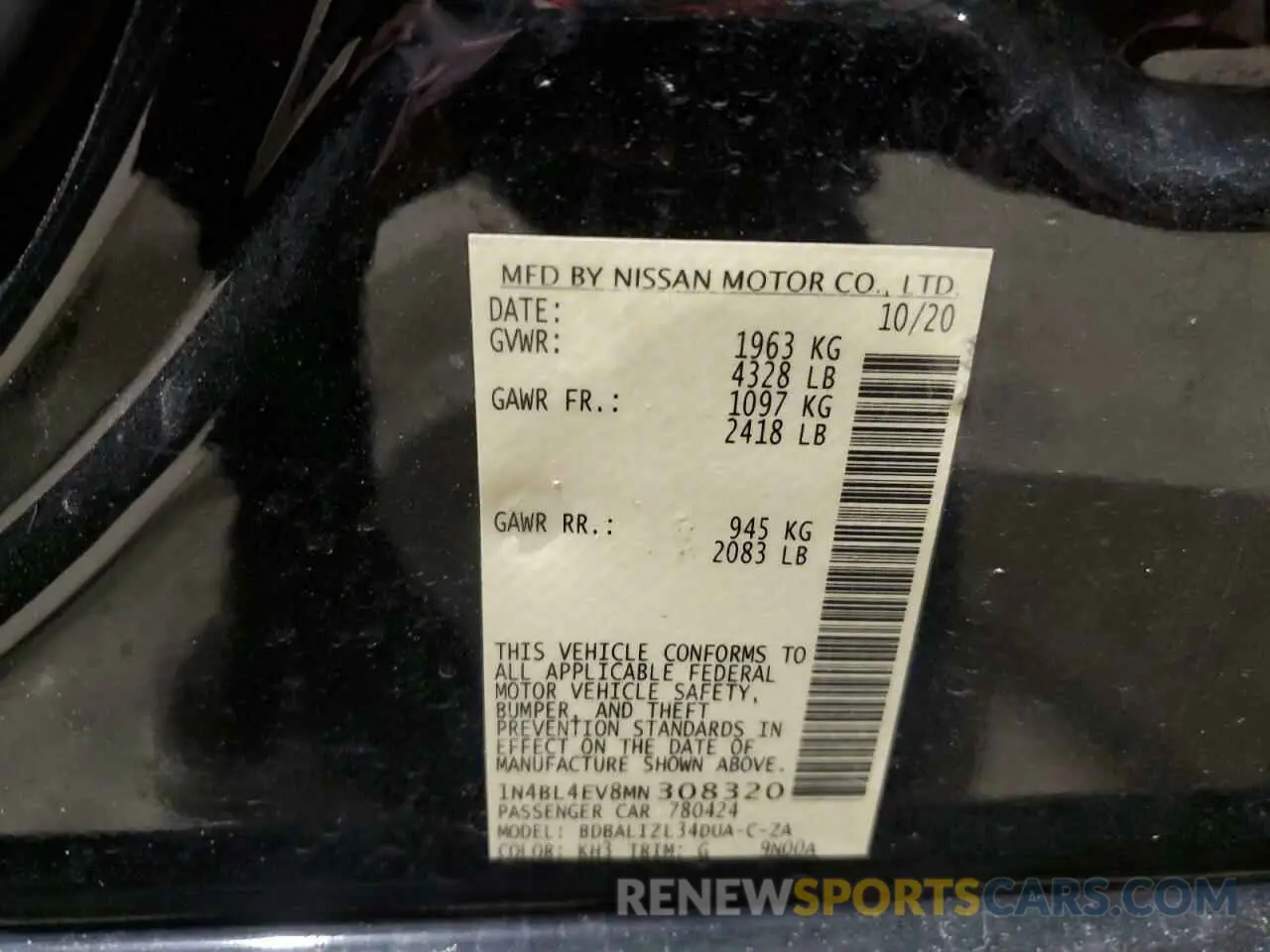 14 Photograph of a damaged car 1N4BL4EV8MN308320 NISSAN ALTIMA 2021