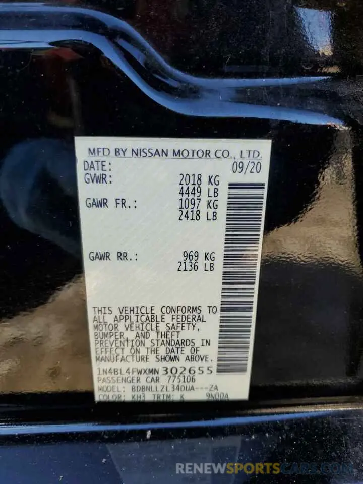 13 Photograph of a damaged car 1N4BL4FWXMN302655 NISSAN ALTIMA 2021