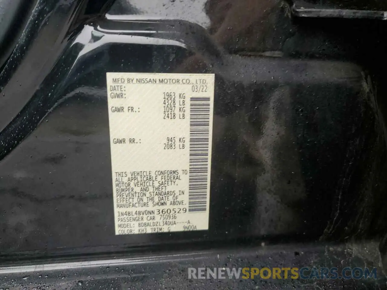 15 Photograph of a damaged car 1N4BL4BV0NN360529 NISSAN ALTIMA 2022