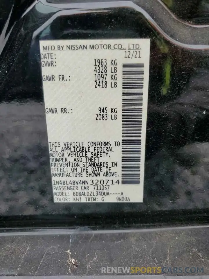 13 Photograph of a damaged car 1N4BL4BV4NN320714 NISSAN ALTIMA 2022