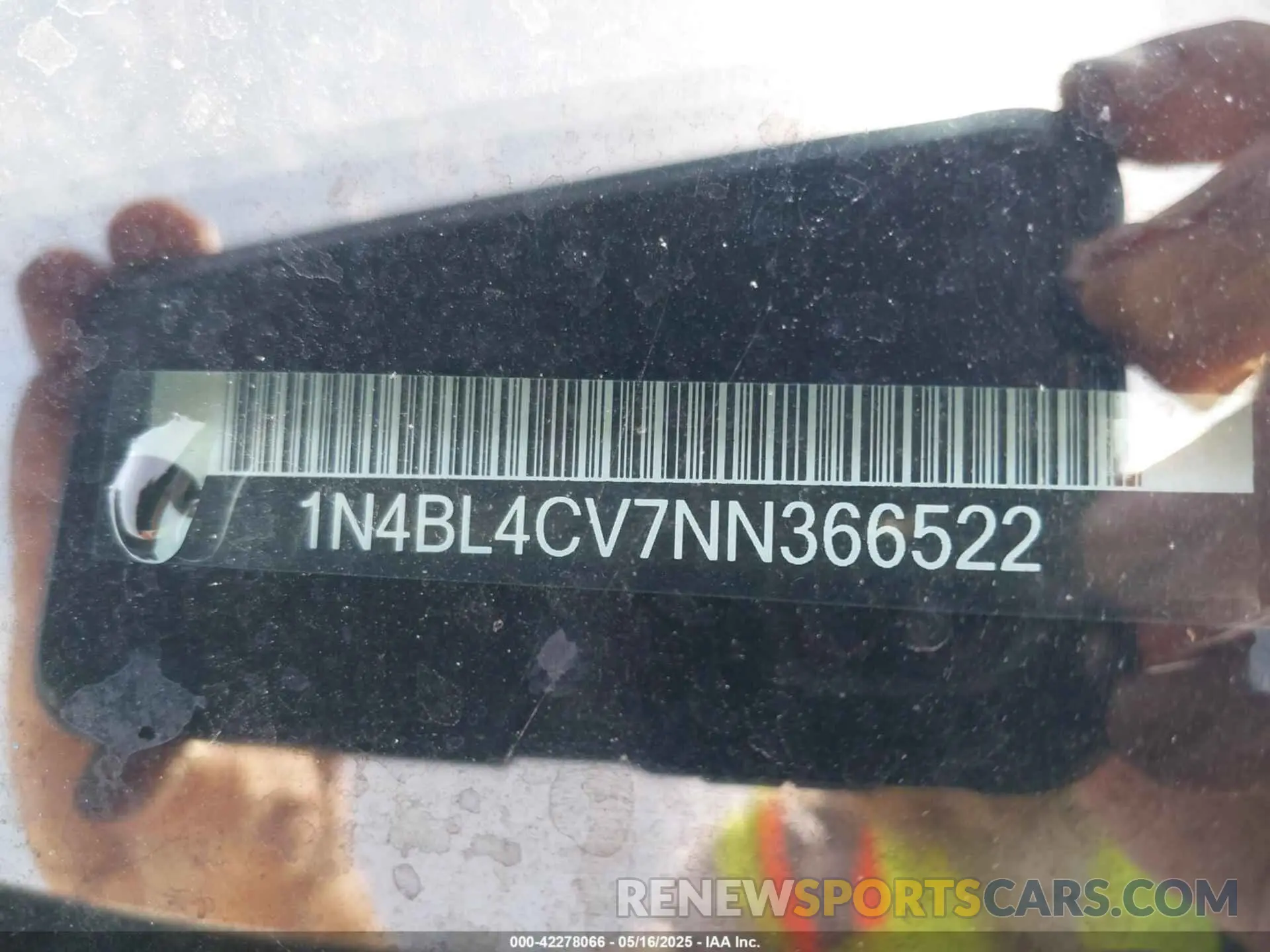 9 Photograph of a damaged car 1N4BL4CV7NN366522 NISSAN ALTIMA 2022