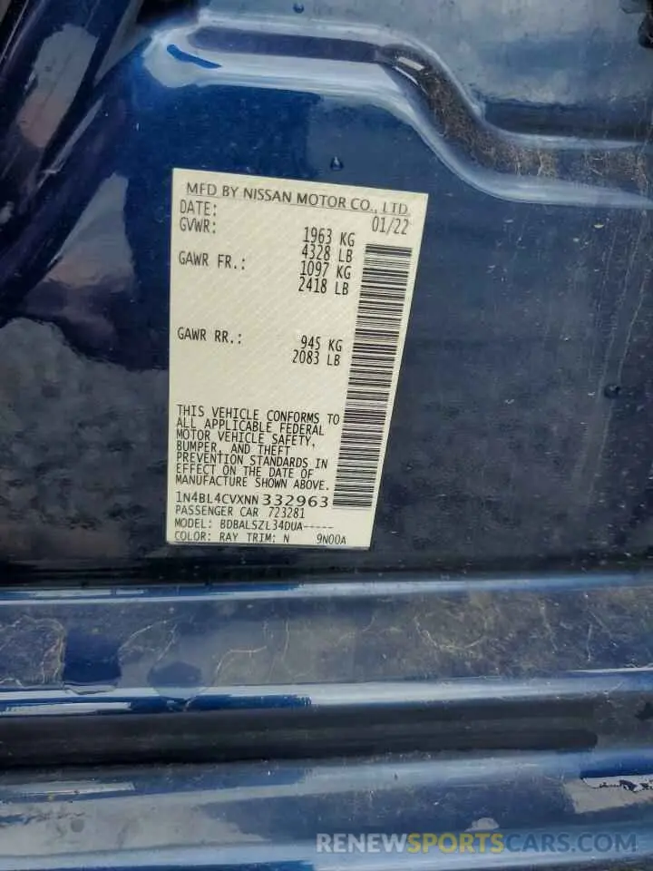 12 Photograph of a damaged car 1N4BL4CVXNN332963 NISSAN ALTIMA 2022