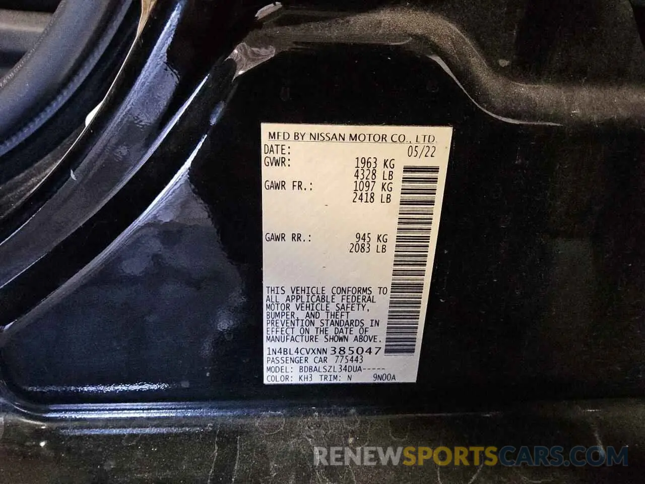 13 Photograph of a damaged car 1N4BL4CVXNN385047 NISSAN ALTIMA 2022